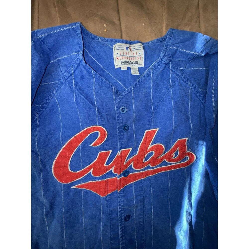 Vintage Chicago Cubs Sammy Sosa Jersey Large, Mirage Mens Blue Cotton Button Up - Picture 10 of 10